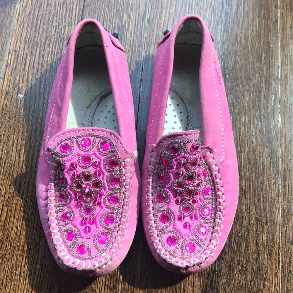 Sparkly pink moccasins